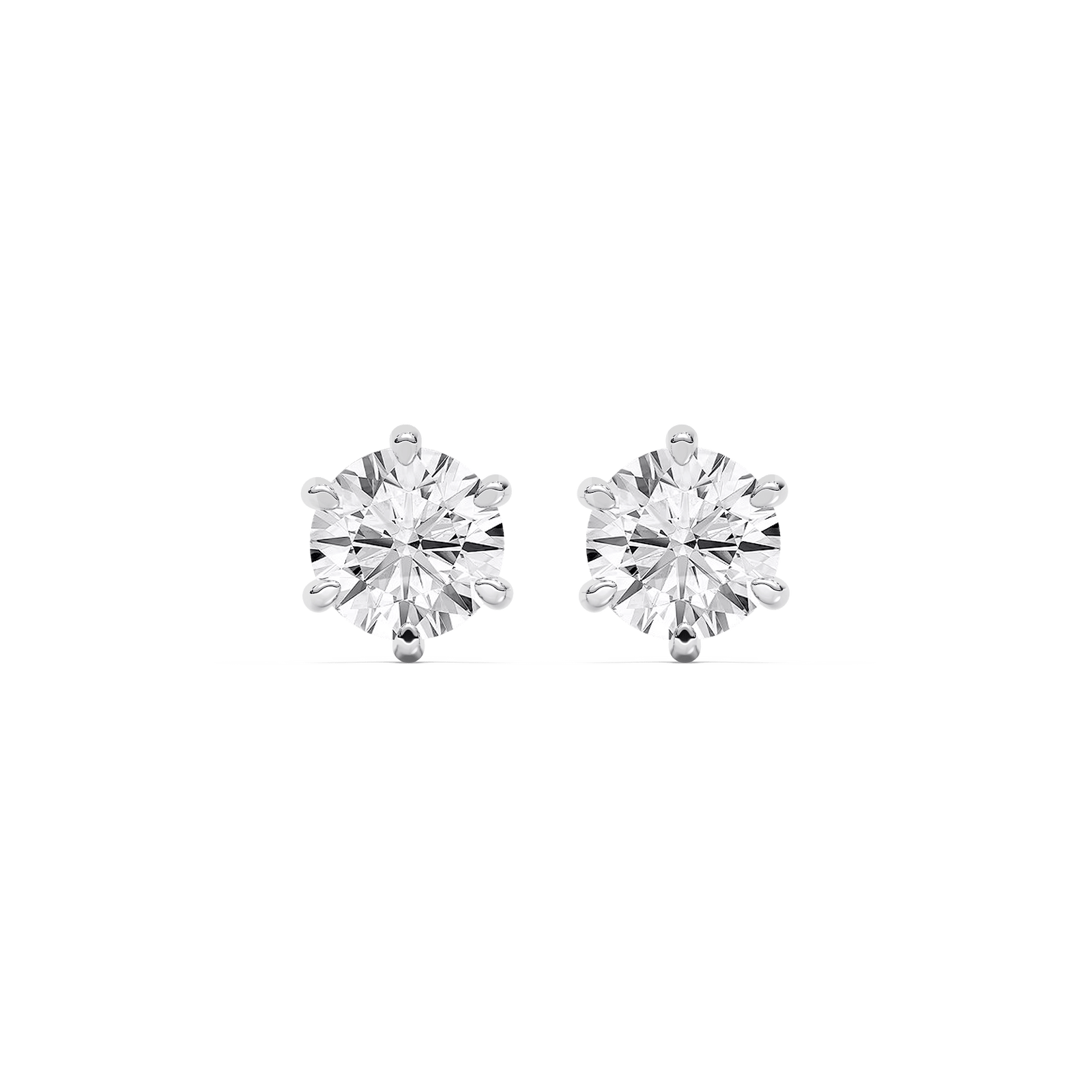 4 ctw Round Lab Grown Diamond Six Prong Stud Earrings