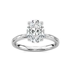 Clea Oval Lab Grown Diamond Channel Set Baguette Side Stone Engagement Ring