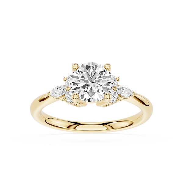 Clio 1 ¼ ctw Round Lab Grown Diamond Nature Inspired Side Stone ...