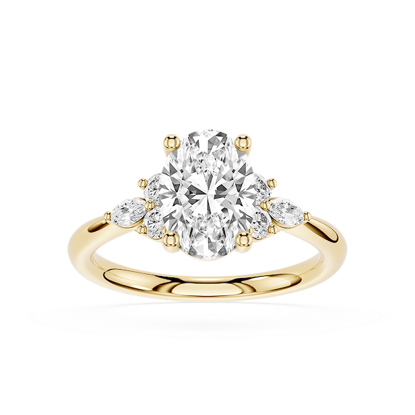 Clio 1 ¾ ctw Oval Lab Grown Diamond Nature Inspired Side Stone ...
