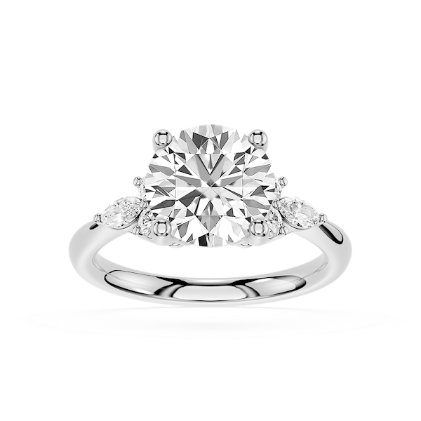 Clio 2 ¾ ctw Round Lab Grown Diamond Nature Inspired Side Stone ...