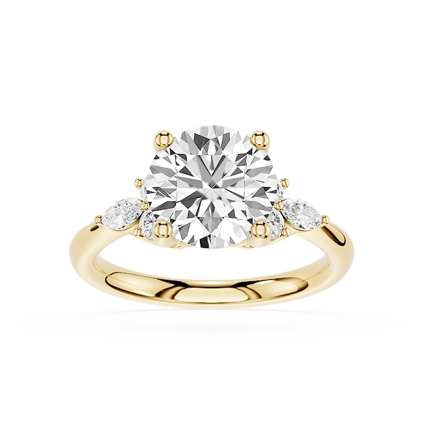 Clio 2 ¾ ctw Round Lab Grown Diamond Nature Inspired Side Stone ...
