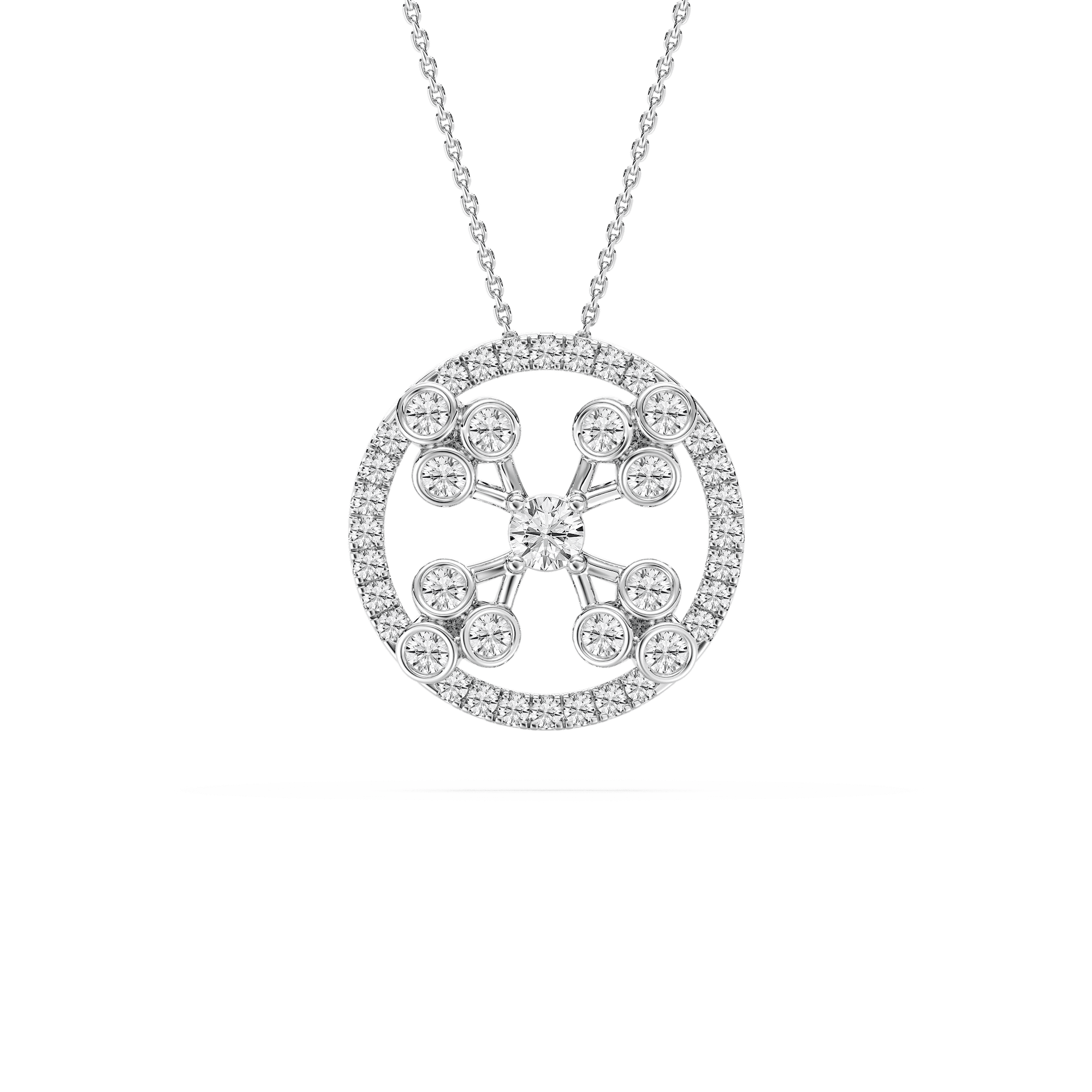 Clover Halo Diamond Pendant in Rose Gold