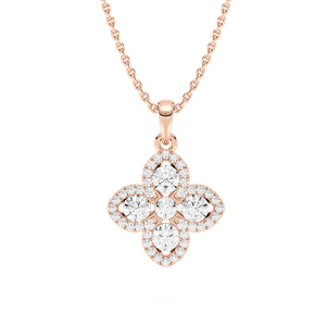 3/4 ctw Round Lab Grown Diamond Clover Pendant  - 18 Inches