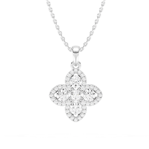 1/4 ctw Round Lab Grown Diamond Clover Pendant  - 18 Inches