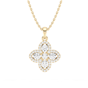 1/4 ctw Round Lab Grown Diamond Clover Pendant  - 18 Inches