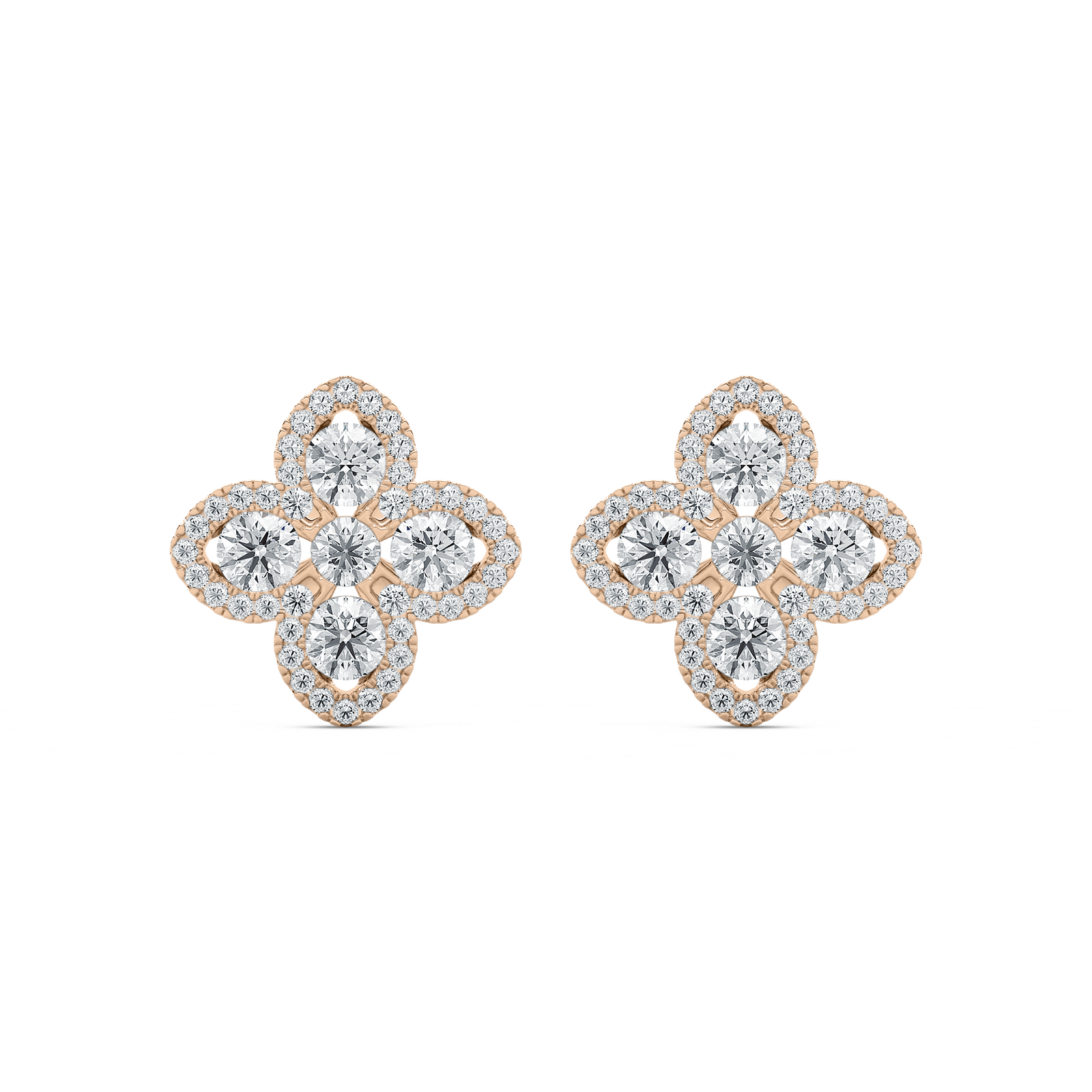 1  ctw Round Lab Grown Diamond Clover Stud Earrings