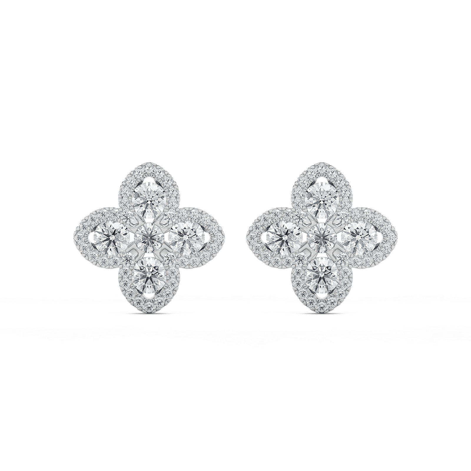 1  ctw Round Lab Grown Diamond Clover Stud Earrings