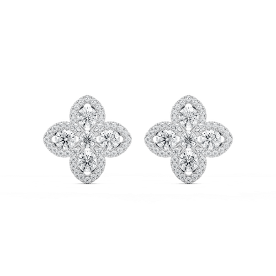 1  ctw Round Lab Grown Diamond Clover Stud Earrings