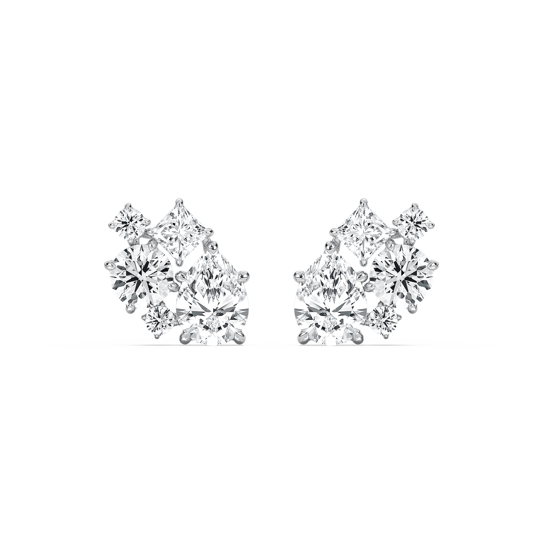 3 ³⁄₄ ctw Multi-Stone Lab Grown Diamond Clustered Stud Earrings