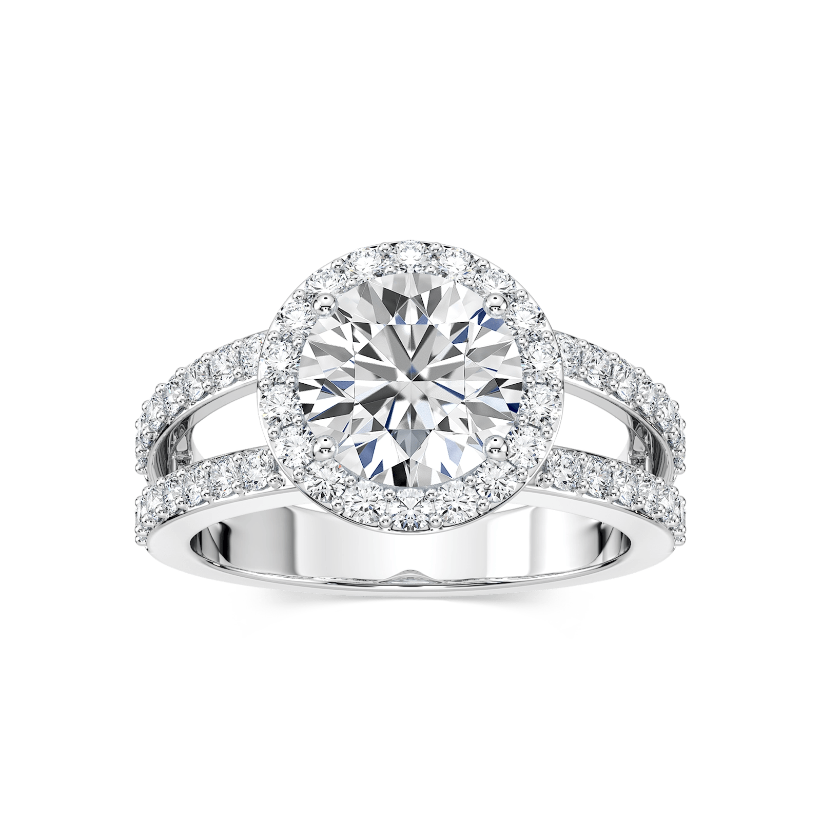 Shown with 2.89ct Oval Cut Lab Grown Diamond set in 18k Yellow Gold|Celebrity inspired diamond accented halo engagement ring with 2.89ct oval cut lab grown diamond center stone set in 18k yellow gold