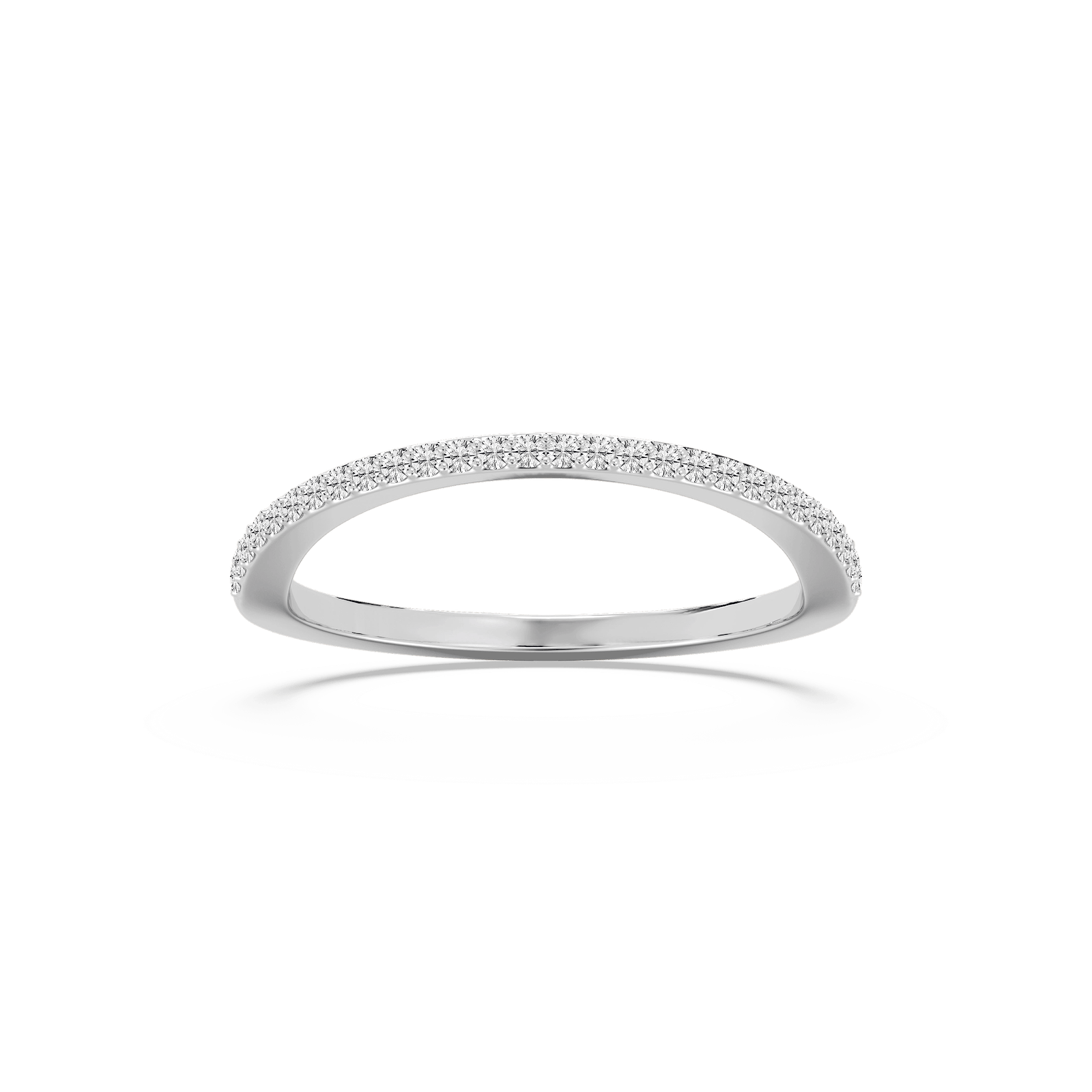 Coral Wedding Band in recycled 14K white gold, matches with the Coral Engagement ring | Diamond accented matching wedding band recycled 14K white gold Coral Engagement ring