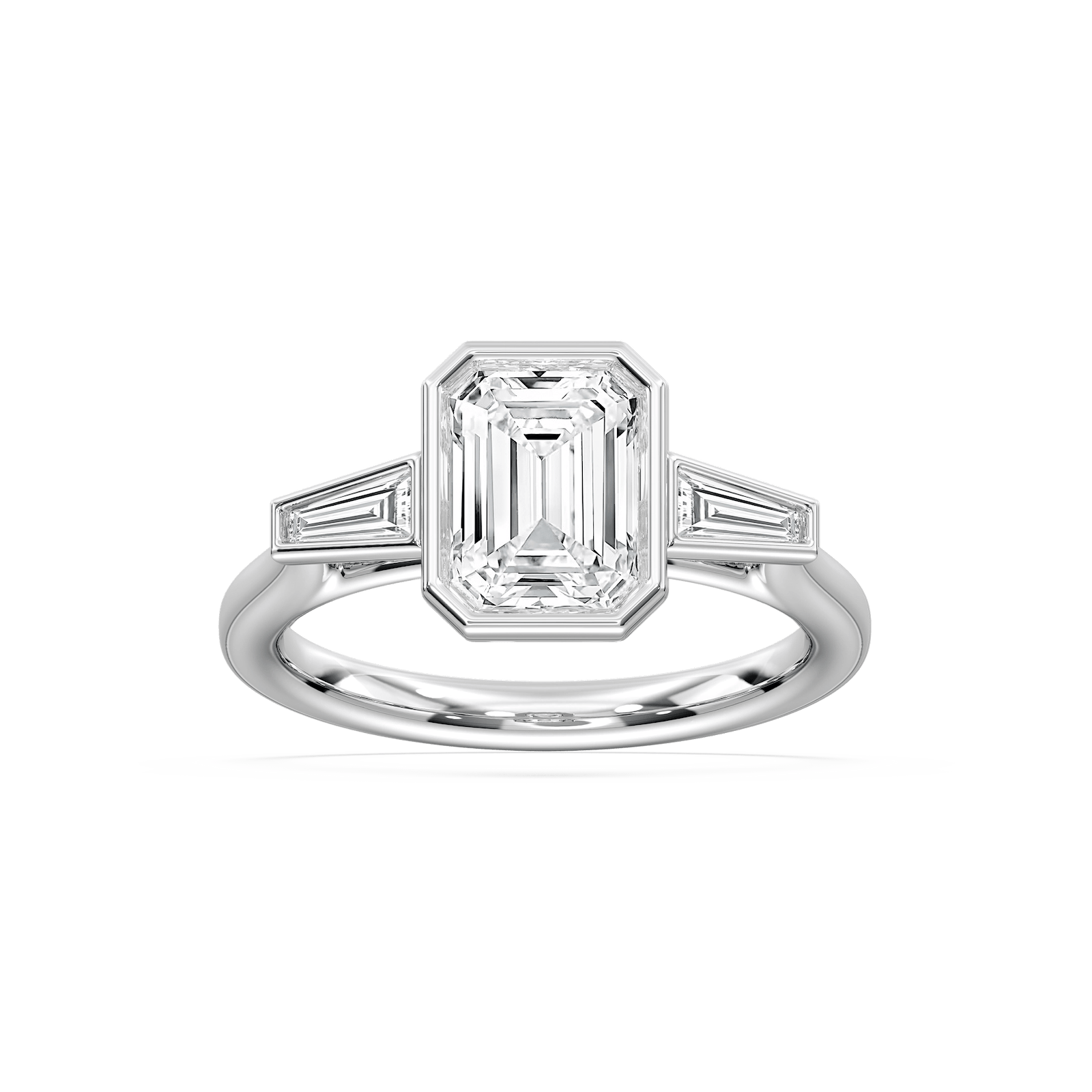 Couture Bezel Three Stone Ring in Rose Gold