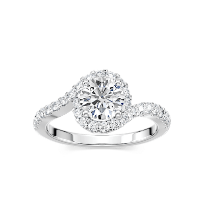 Madison Round Lab Grown Diamond Bypass Halo Engagement Ring