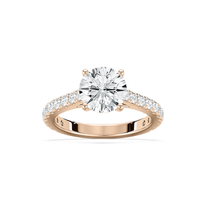Meg Lab Grown Diamond Pave Cathedral Side Stone Engagement Ring