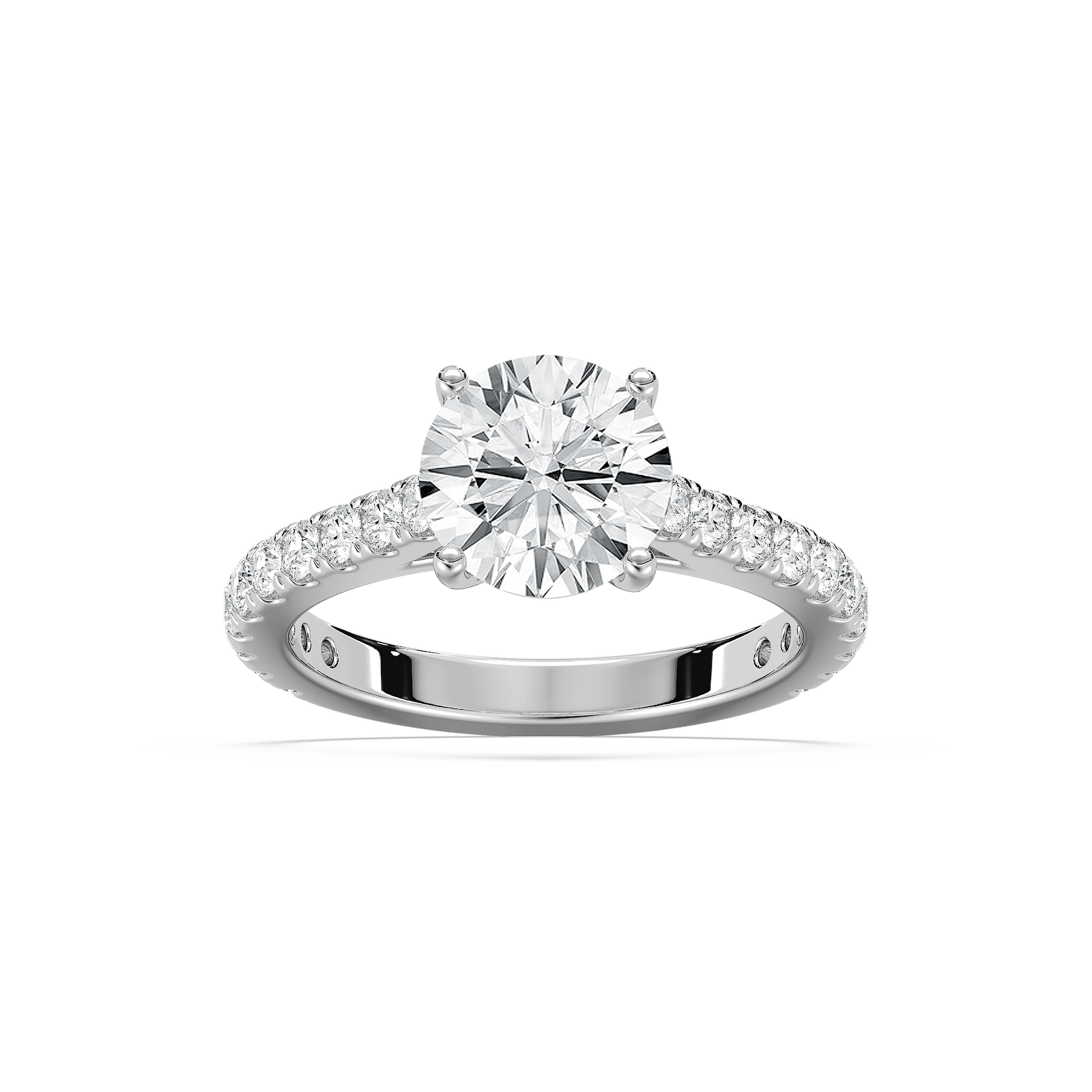Meg Lab Grown Diamond Pave Cathedral Side Stone Engagement Ring
