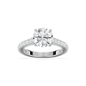 Meg Lab Grown Diamond Pave Cathedral Side Stone Engagement Ring