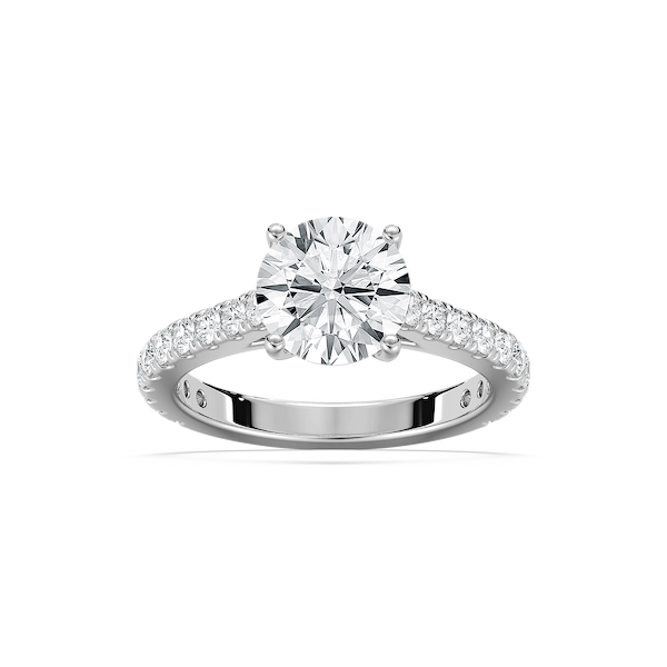Meg Lab Grown Diamond Pave Cathedral Side Stone Engagement Ring