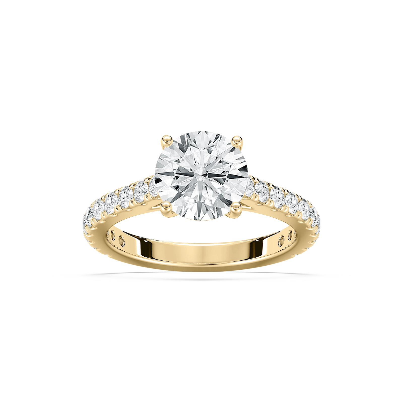 Meg Lab Grown Diamond Pave Cathedral Side Stone Engagement Ring