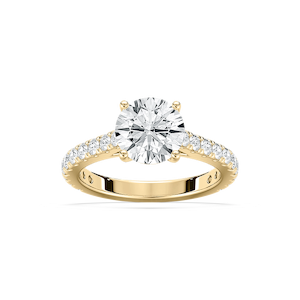 Meg Lab Grown Diamond Pave Cathedral Side Stone Engagement Ring