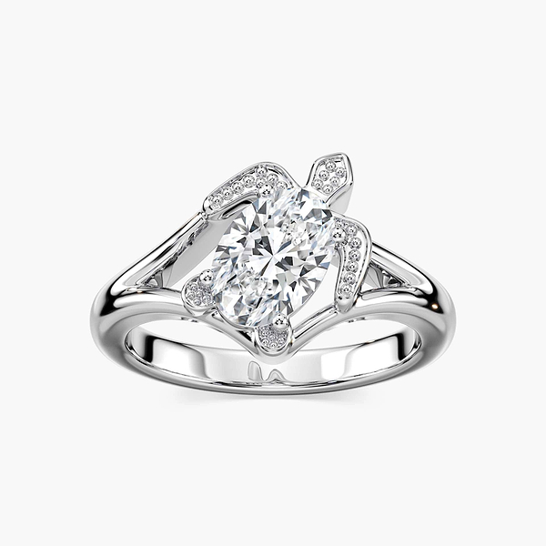 Frannie Oval Lab Grown Diamond Crush Turtle Solitaire Engagement Ring