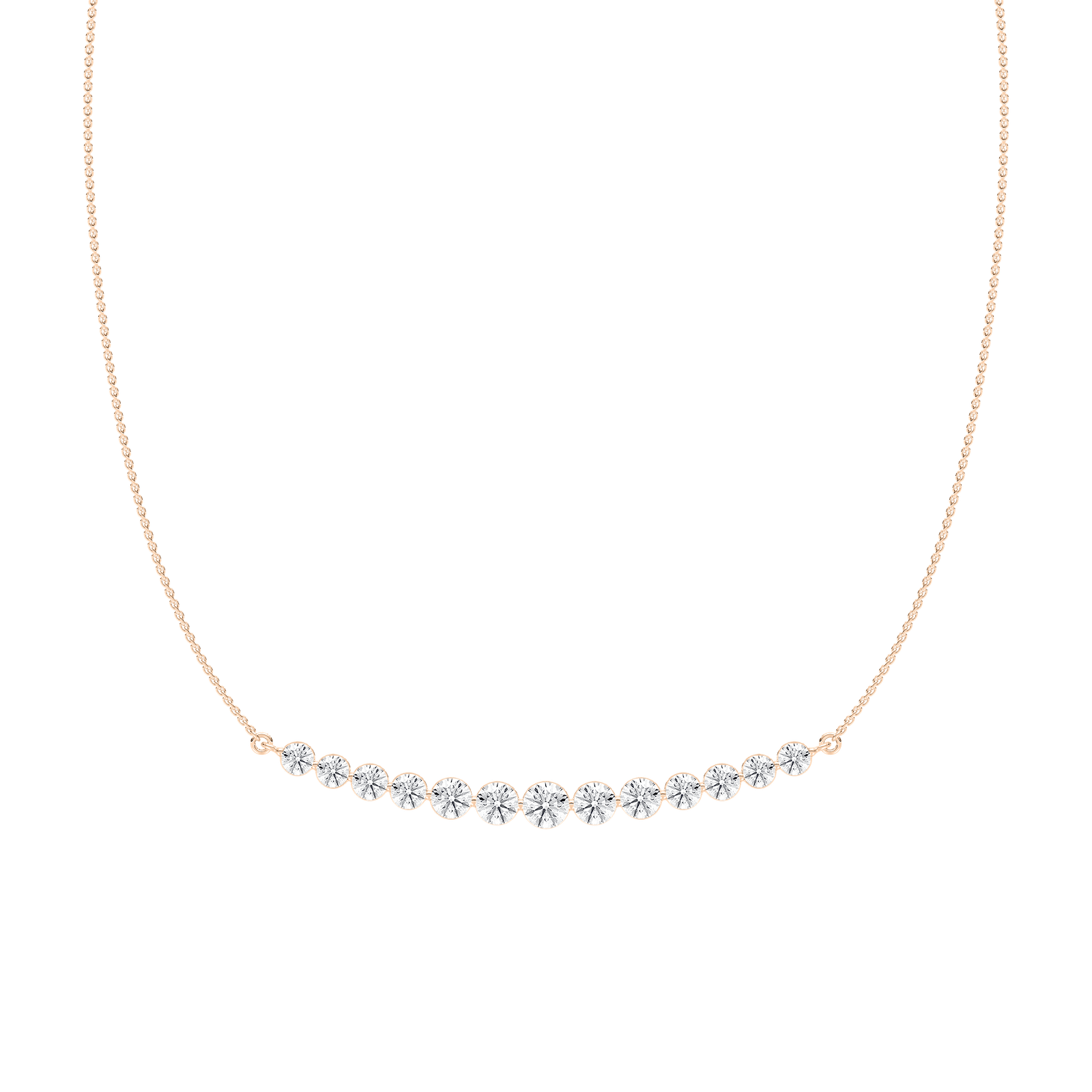 3 ⅞ ctw Round Lab Grown Diamond Curved Bar Necklace - 18 Inches