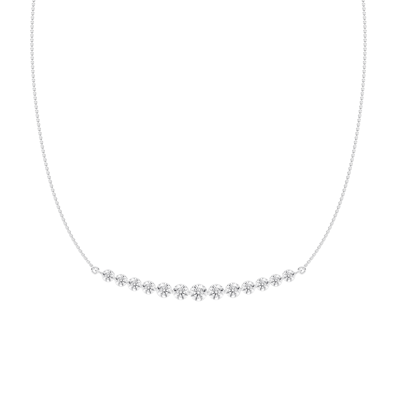 3 ⅞ ctw Round Lab Grown Diamond Curved Bar Necklace - 18 Inches