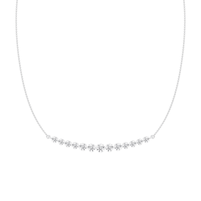 3 ⅞ ctw Round Lab Grown Diamond Curved Bar Necklace - 18 Inches