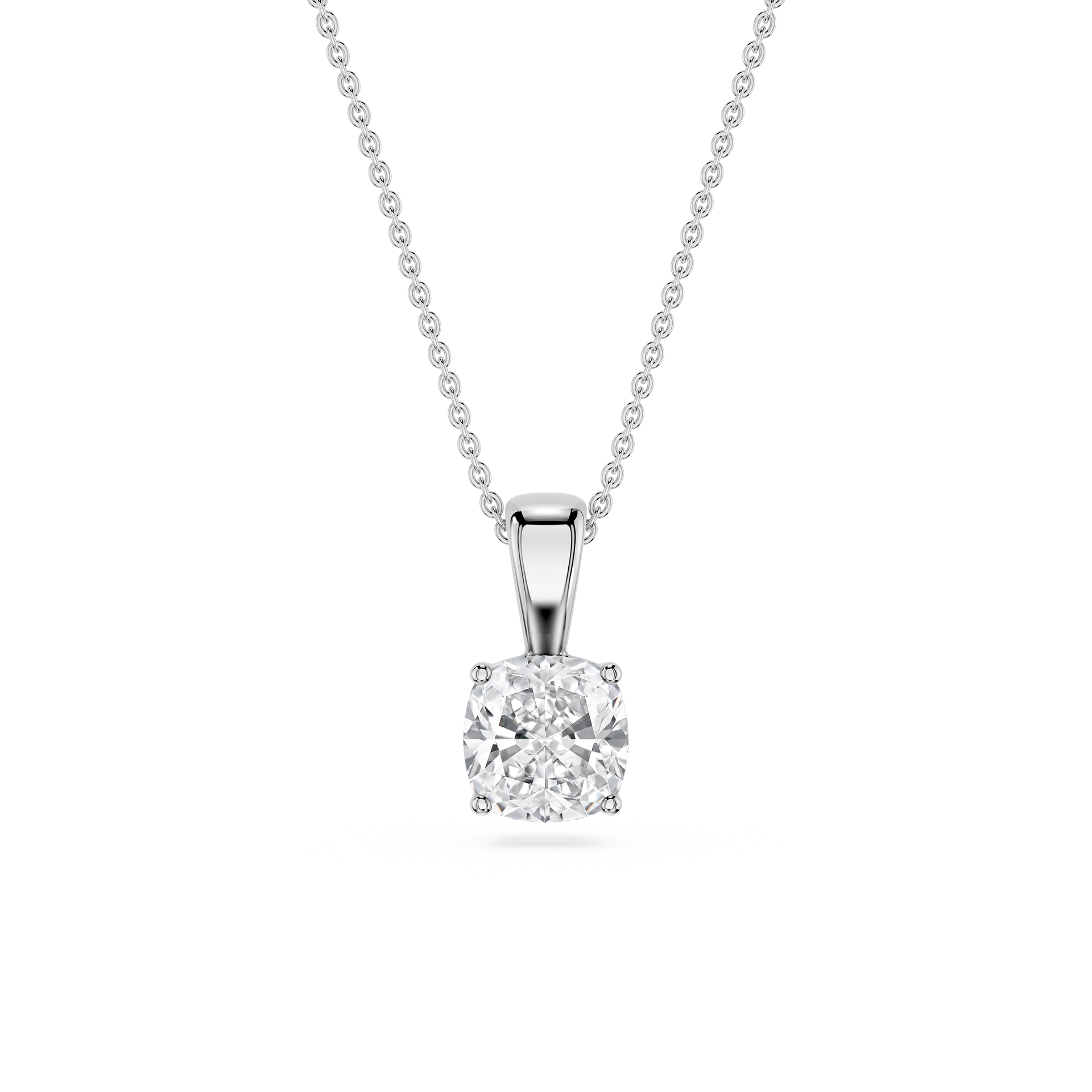 Cushion Lab Grown Diamond 4-Prong Single Bail Pendant - 16 to 18 Inches