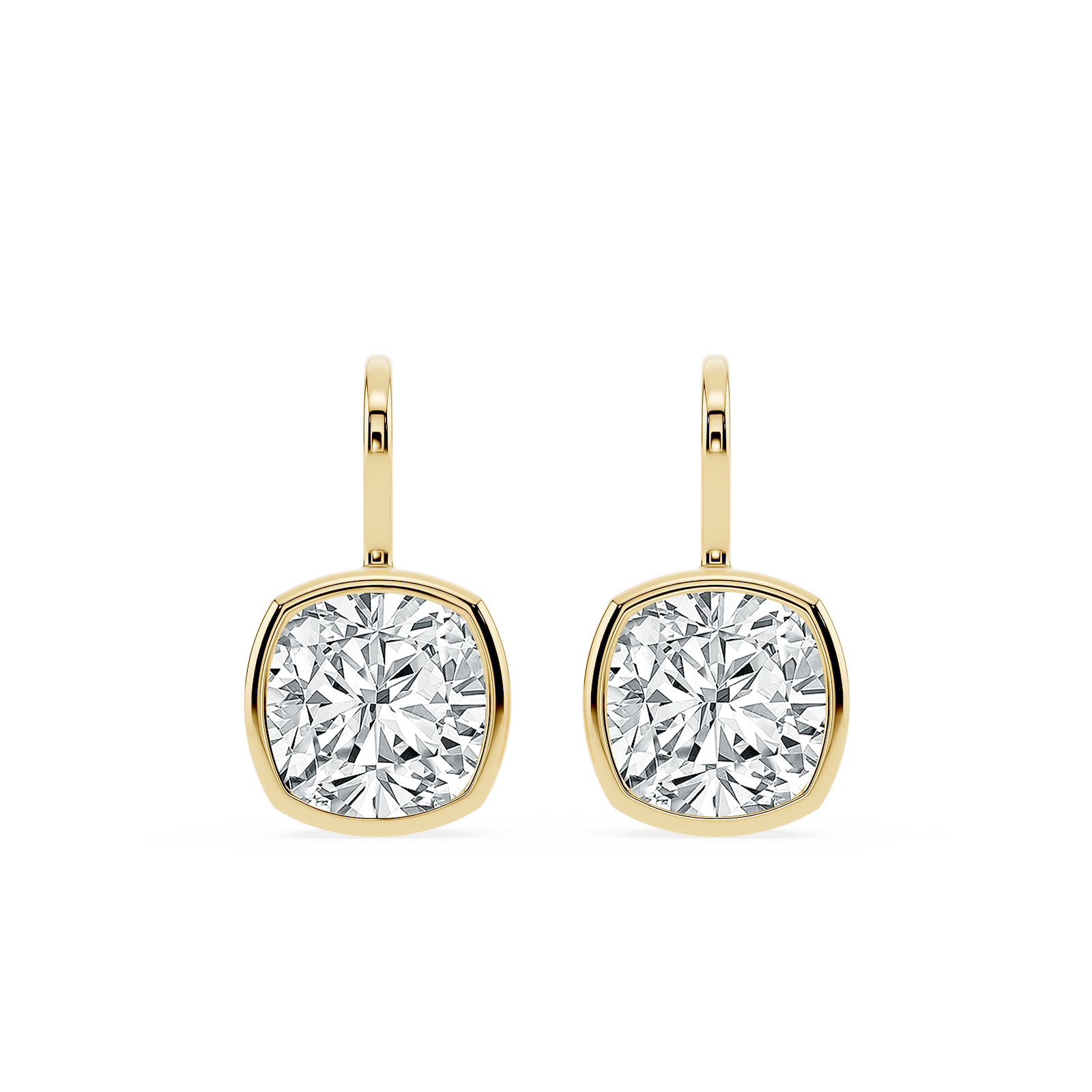 Cushion Lab Grown Diamond Bezel Drop Earrings