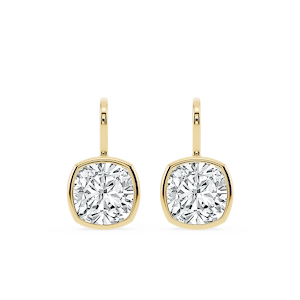 Cushion Lab Grown Diamond Bezel Drop Earrings