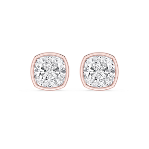 Cushion Lab Grown Diamond Bezel Set Certified Stud Earrings