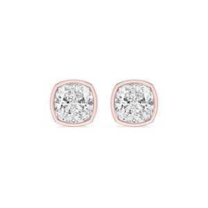 Cushion Lab Grown Diamond Bezel Set Certified Stud Earrings