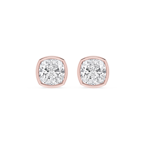 Cushion Lab Grown Diamond Bezel Set Certified Stud Earrings