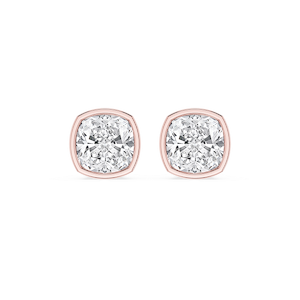 Cushion Lab Grown Diamond Bezel Set Certified Stud Earrings