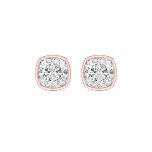Cushion Lab Grown Diamond Bezel Set Certified Stud Earrings