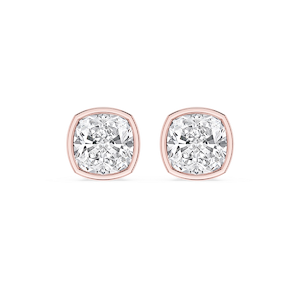 Cushion Lab Grown Diamond Bezel Set Certified Stud Earrings