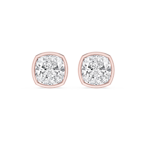 Cushion Lab Grown Diamond Bezel Set Certified Stud Earrings