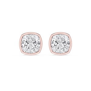 Cushion Lab Grown Diamond Bezel Set Certified Stud Earrings