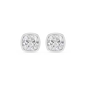 Cushion Lab Grown Diamond Bezel Set Certified Stud Earrings