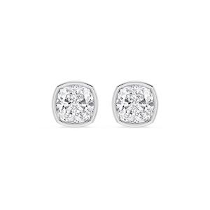 Cushion Lab Grown Diamond Bezel Set Certified Stud Earrings