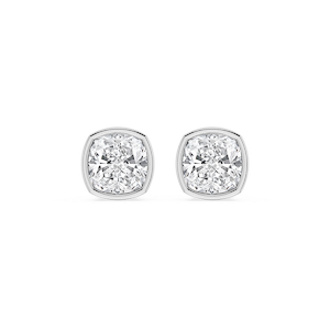 Cushion Lab Grown Diamond Bezel Set Certified Stud Earrings