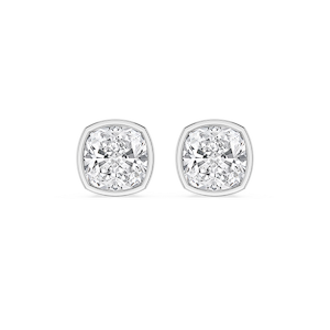 Cushion Lab Grown Diamond Bezel Set Certified Stud Earrings