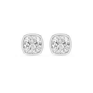 Cushion Lab Grown Diamond Bezel Set Certified Stud Earrings