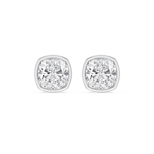 Cushion Lab Grown Diamond Bezel Set Certified Stud Earrings