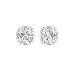 Cushion Lab Grown Diamond Bezel Set Certified Stud Earrings