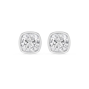 Cushion Lab Grown Diamond Bezel Set Certified Stud Earrings
