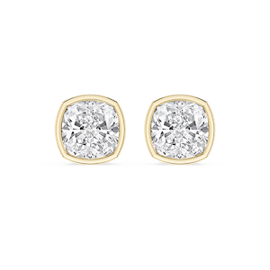Cushion Lab Grown Diamond Bezel Set Certified Stud Earrings