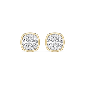 Cushion Lab Grown Diamond Bezel Set Certified Stud Earrings