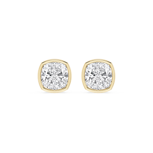 Cushion Lab Grown Diamond Bezel Set Certified Stud Earrings